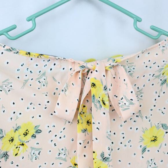 Fab'rik Pink Yellow Floral Print Long Bell Sleeve Blouse Top Size Small - Picture 7 of 7